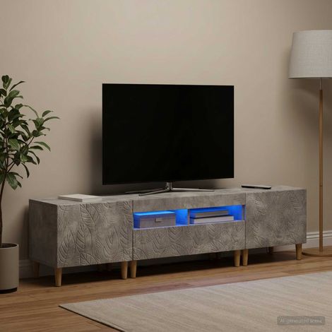 vidaXL 3 Piece LED TV Cabinet DELFT Concrete Grey Engineered Wood (1/5)