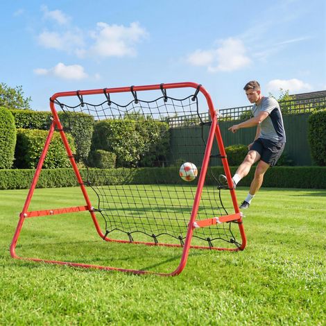 Filet de rebond en métal avec angle réglable pour l'entraînement sportif 96 x 80 x 96 cm Rouge (1/5)