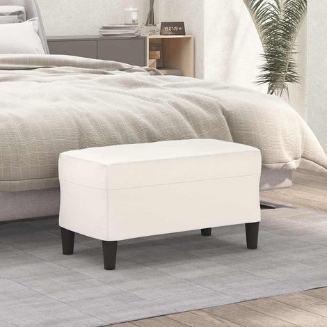 vidaXL Banco de cuero sintético color crema 70x35x41 cm (1/5)
