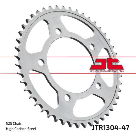 Pi帽贸n trasero de acero JT R1304-47, 47 dientes, tama帽o 525 (1/2)
