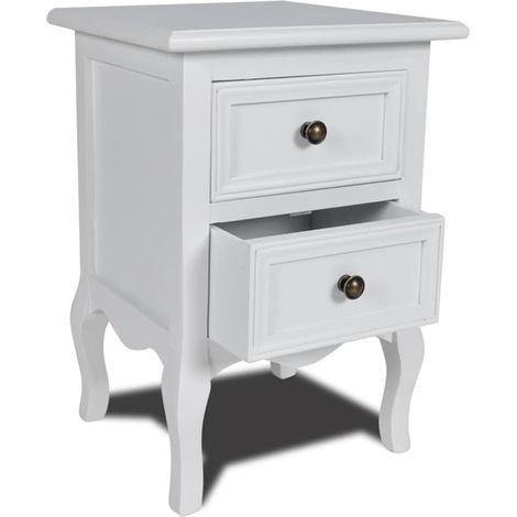 vidaXL Comodino con 2 Cassetti in MDF Bianco