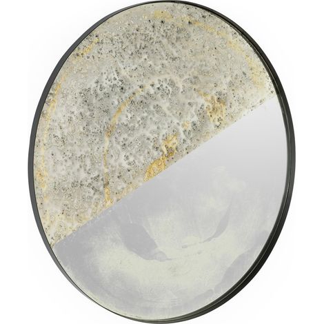 Miroir rond mural en métal noir vieilli - noir vieilli (1/4)