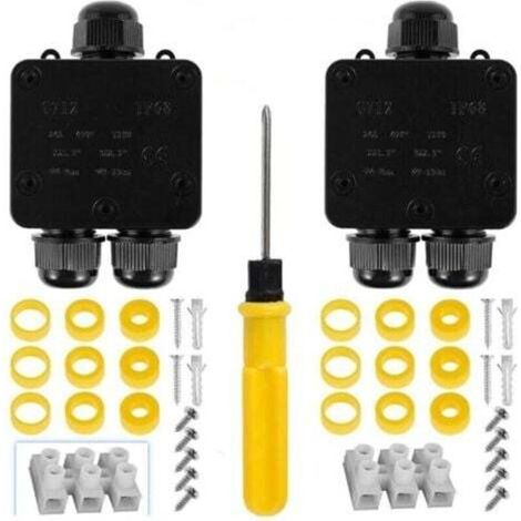 IP68-wetterfeste Anschlussdosen für elektrische Außenkabel – 2er-Pack, 2-Wege-Anschluss, wetterfest (1/5)