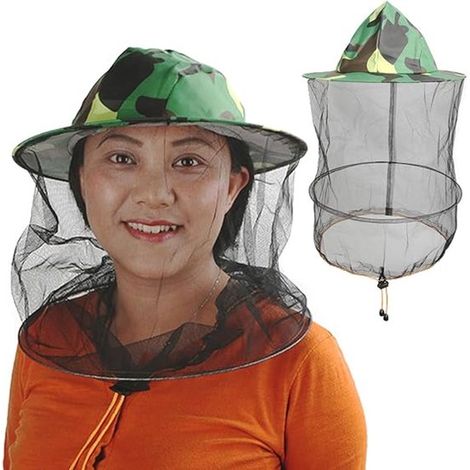 Conjunto de 2 gorros de apicultor con red antiinsectos, aptos para niños y niñas, color verde. (1/2)