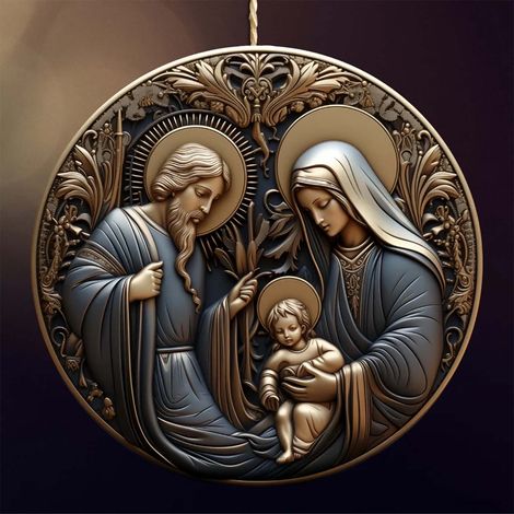 Guirlande De Noël - Couronne Religieuse De Naissance En Acrylique - Décoration Pour Arbre De Noël Cheminée Voiture - 1 Pièce