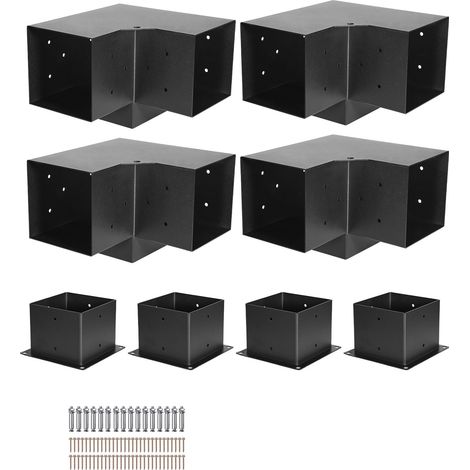 Kit de Supports pour Pergola, 4 Pièces, 6x6 Pouces (Int. 142x142 mm), Équerres 3 Voies Robustes, Installation Facile pour Poutres en Bois, Abris, Patios, Chalets (1/5)
