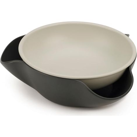 Graue Servierschüssel Joseph Joseph Double-Dish praktische geteilte Schale in Grau, ideal zum Servieren und Organisieren von Speisen deauf elegante und funktionelle Weise an Ihrem Tisch. (1/2)