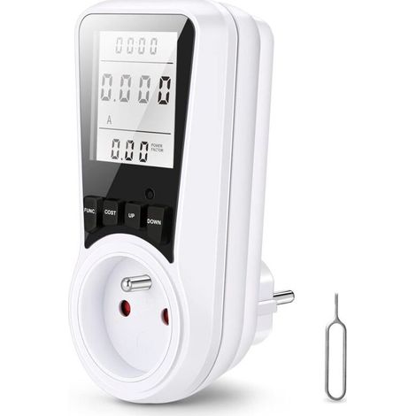 Wattmètre Prize Compteur d'Energie, Prize Consommation Electrique with 7 Modes Surveillance et Écran LCD Rétroéclairé, Mesure Consommation Electrique pour Economie d'Energie, Puissance Maximum 3680W (1/5)