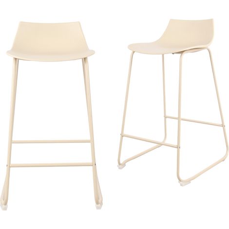 Lot de 4 chaises de bar en plastique et métal H66cm - Beige - Lamer