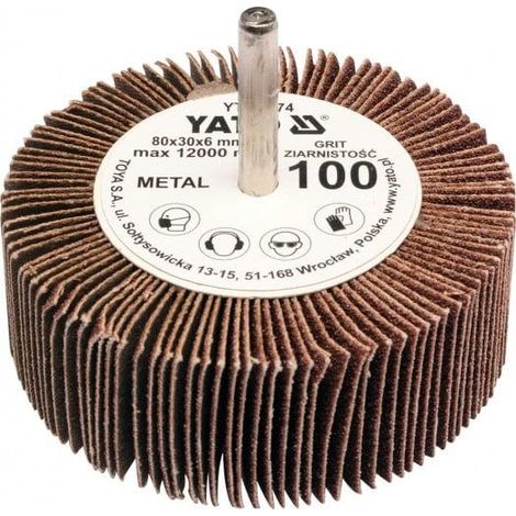 Roue à lamelles avec tige. 80x30x6 p150 YT-83376 yato