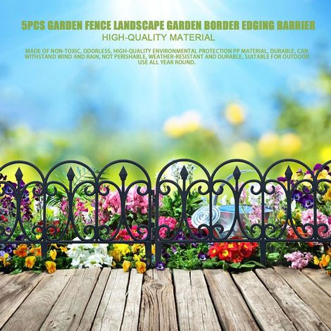 Lot de 5 clôtures en plastique pour jardin, barrière amovible de protection, bordure décorative extérieure pour pelouse et patio (1/5)