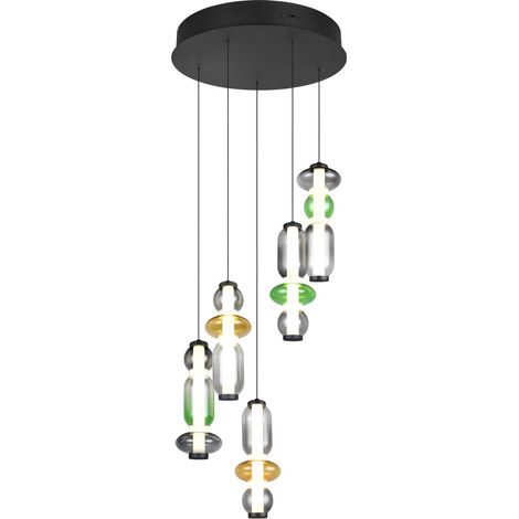 Suspension ronde décorative 5 lumières en verre coloré LED intégrée 8 W 4000 K dimmable MINERVA Trio (1/5)