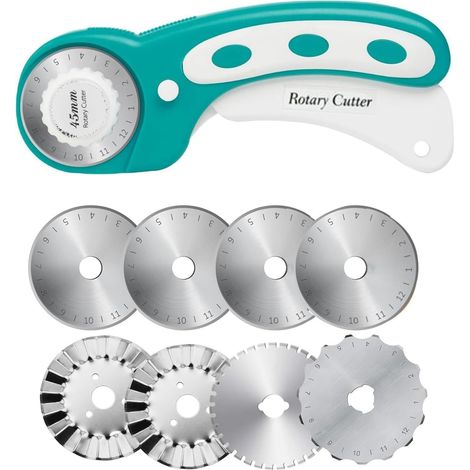 1 Set 45 mm Rotary Fabric Cutter + 8 Pieces Rotary Blades (1/5)