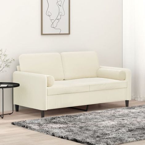 vidaXL Divano a 2 Posti con Cuscini Crema 140 cm in Velluto (1/4)