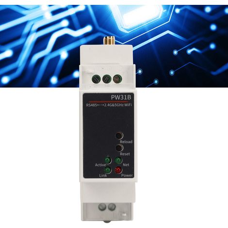 PW31B-H WLAN-Seriellserver für IoT, RS485 zu 2,4 und 5 GHz Dualband, DIN-Schienenmontage, 100-240 V. (1/5)