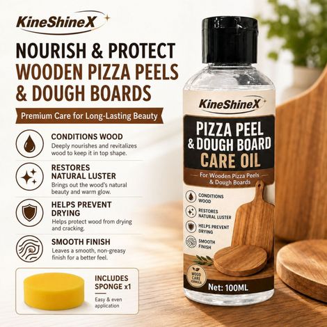 KineShineX Pizzaspatel-Pflegeöl, Pflegeöl für Holzknetbretter und Schneidebretter, stellt den Glanz der Holzmaserung wieder her und verhindert Austrocknung (1/5)