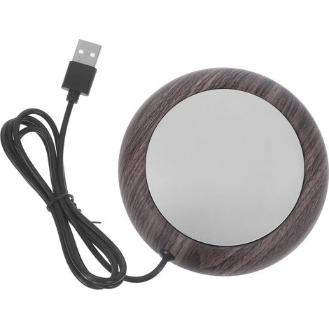 Chauffe-Tasse USB en Métal Finition Bois Foncé Dessous de Verre Chauffant Réutilisable Maintien de Température pour Café et Lait Bureau et Maison Compact et Léger (1/5)