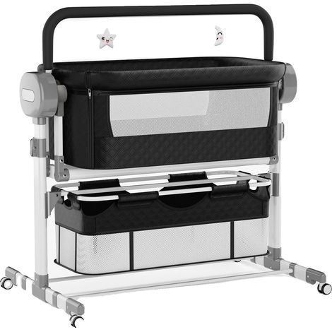 Culla per bambini, con funzione dondolo elettrica e altezza regolabile, modello YC608-BLACK (1/2)