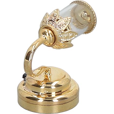 Puppenhauslampe im Maßstab 1:12, goldener Metall-Lampenschirm mit transparentem Hintergrund, Miniatur-Puppenhauslampe zur Dekoration (1/5)