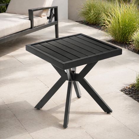 Table d'appoint carrée d'extérieur en aluminium 45 x 45 x 47 cm marron foncé OKWISH (1/5)