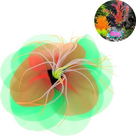 Corail lotus, gel de silice souple qui bouge naturellement avec le courant de l'eau, décorations d'aquarium phosphorescentes, ornements de corail lumineux pour la décoration d'aquarium. (1/5)
