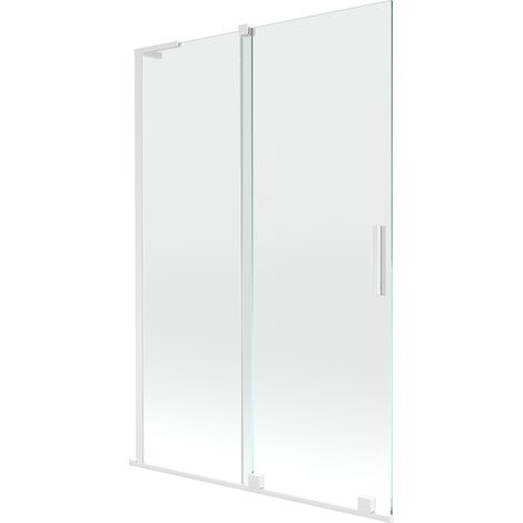 Mexen Velar L Badewannenabtrennung 2-flügelig verschiebbar 120 x 150 cm, transparent, weiß - 896-120-003-01-20 (1/5)