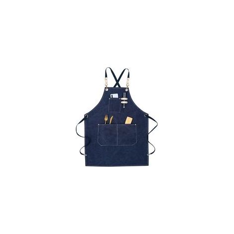 Tablier professionnel imperméable haute qualité pour coiffeurs, peintres et jardiniers – Tablier multifonctionnel avec poches, en tissu traité hydrofuge, pour hommes et femmes – Bleu (1/4)