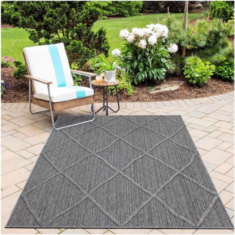 Tapis berbère intérieur et extérieur ethnique Metro Gris 120x170 (1/5)