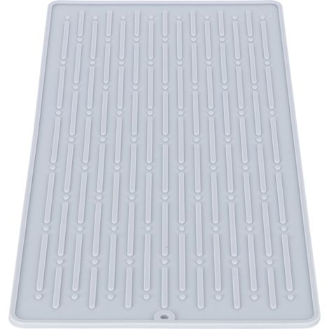 Tapis de Séchage en Silicone Anti-Dérapant pour Bouteilles, Accessoire de Cuisine Gris (3 Trous)