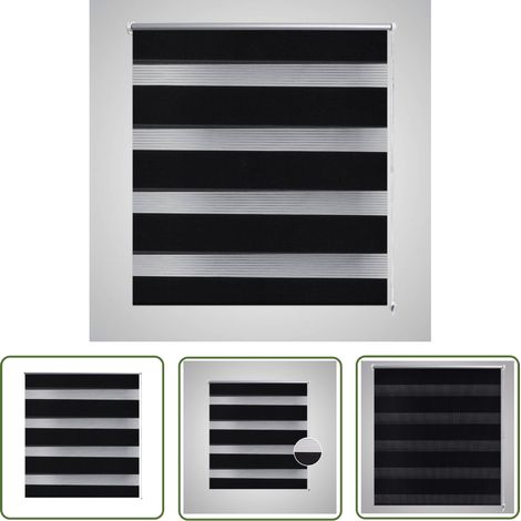 Doppelrollo 40 x 100 cm schwarz - Doppelrollo - Fensterdekoration - LichtundSichtschutz - Raffstore - Zebrastreifen (1/5)