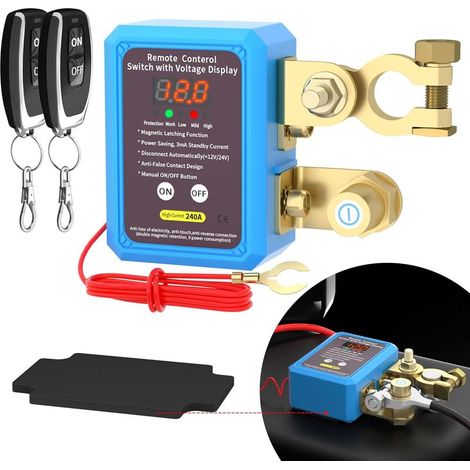 240-A-Not-Aus-Schalter, 12-V-Fernbatterietrennschalter mit LED-Spannungsanzeige, Diebstahlsicherung mit automatischer Stromabschaltung für Auto, LKW und Boot (1/5)