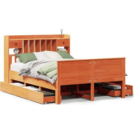 Maison Exclusive - Letto Libreria senza Materasso Marrone Cera 150x200 cm in Pino