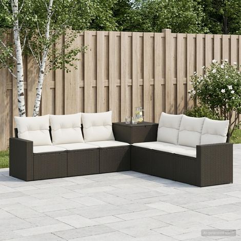 vidaXL Set di divani 7 pz Nero e Bianco Crema (1/5)