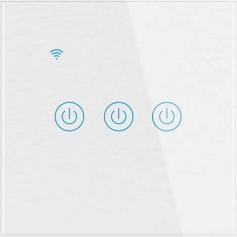Interrupteur Mural Tactile Télécommande Intelligente sans Fil Prise en Charge de la Commande Vocale Partage de la Famille Fonction de Minuterie Fil Neutre Requis(Blanc,3Gang) (1/5)