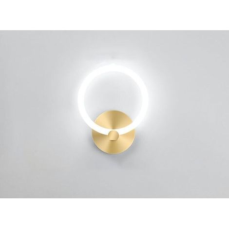 10-W-LED-Wandleuchte für den Innenbereich, Gold-Finish, moderne runde Wandleuchte (19 cm), geeignet für Schlafzimmer, Wohnzimmer und Flur, 6000 K Kaltweiß