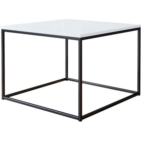 Mesa de centro Germantown 105, Negro mate + Blanco brillante, 44x60x60cm, Diámetro: 0, Aglomerado laminado, Angular
