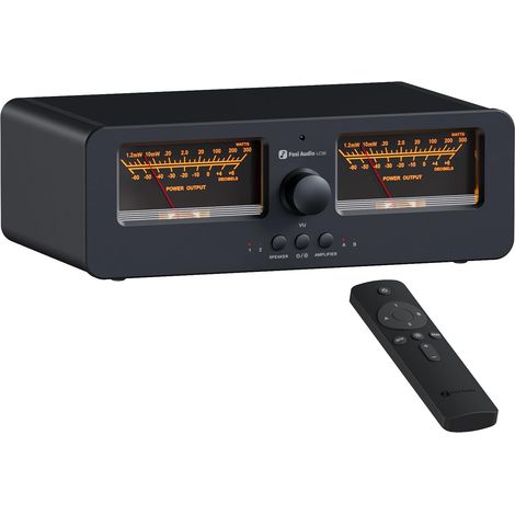 LC30 VU Meter Amplificateur de Haut-Parleur Sélecteur de Haut-Parleur, commutateur Audio analogique 2 Voies, pour amplis HiFi stéréo et Haut-parleurs passifs-Noir (1/5)