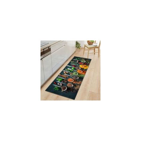 Tapis de cuisine antidérapant et lavable, tapis devant l’évier pour vaisselle et épices, tapis de sol pratique pour cuisine et salle de bain, 60 x 180 cm (1/4)
