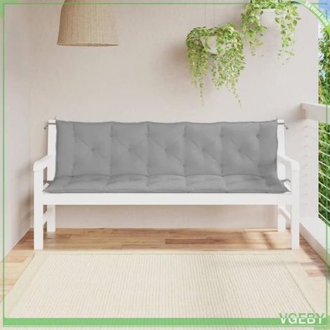 361717 Coussins de banc jardin lot de 2 gris 180x50x7 cm tissu Oxford (1/5)