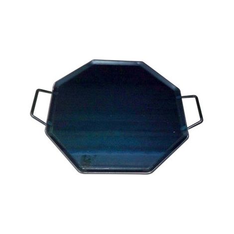 Plancha de asar octogonal de acero de 4mm de grosor 40x40cm con asas fabricada en metal color negro (1/2)