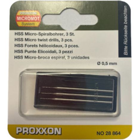 Proxxon - MICRO-Spiralbohrer (HSS-Stahl), 0,5 mm, 3 Stück - 28864