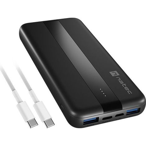 Powerbank Natec Trevi Slim Q V2 10000 mAh PD USB-C 20 W + USB-A 18 W + Cable USB-C - USB-C
