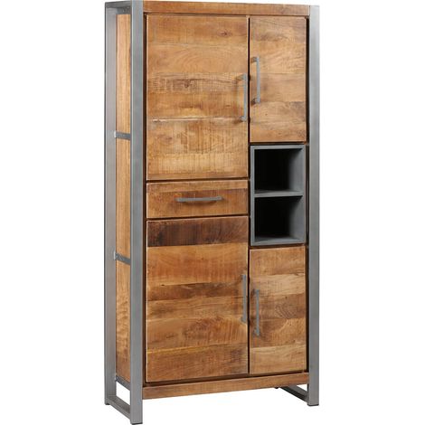 PALISSA - Buffet 4 Portes 1 Tiroir Bois et Acier Patiné (1/3)