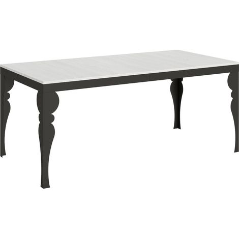 Table extensible pieds acier anthracite Torza evolution 180 à 284 cm 4 pieds-Blanc-4 pieds-180 à 284 cm (1/5)