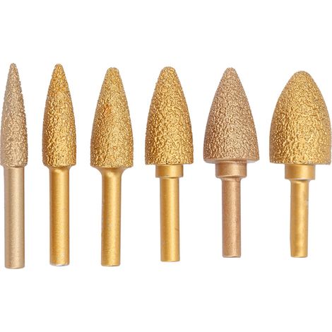 Ortviai Embouts de meulage diamantés à tête boulée, 6 pièces, diamants 40 grains, pour outils rotatifs, pour verre et pierres dures (1/5)