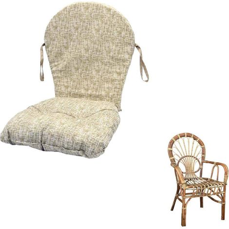 Okaffarefatto – Coussin de chaise longue en osier et bambou – Dimensions 99x45 cm – Épaisseur 8 cm – Dossier 54 cm – Motif beige (1/2)
