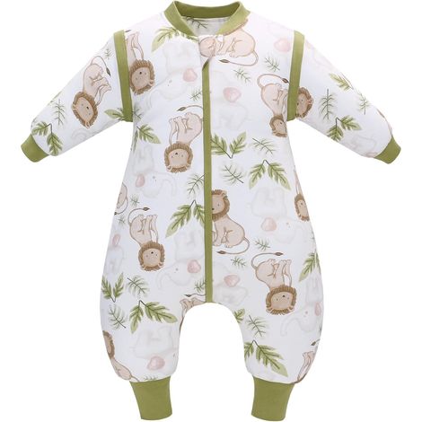 Babyschlafsack mit Füßen, 6,35 cm dicker Winterschlafsack mit abnehmbaren Beinen und Ärmeln, 100 % Baumwolle, 80 cm
