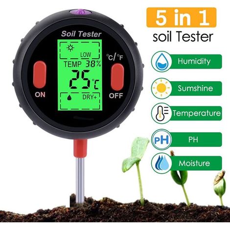 5-in-1 Soil pH Meter, Soil Moisture Sensor, Light Sensor for Plants, Flowers and Garden (1/5)