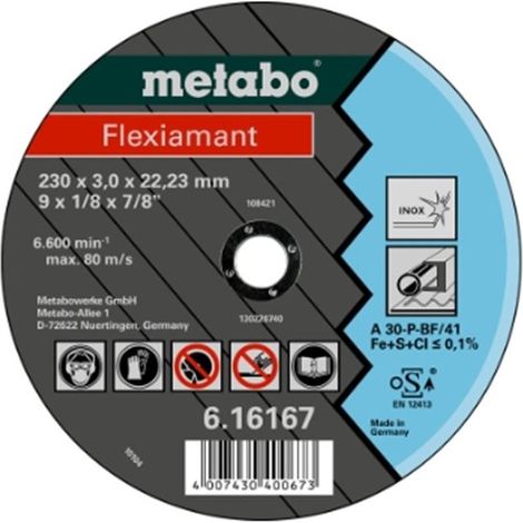 METABO Disco abrasivo Flexiamant 180 x 3,0 x 22,23 INOX, TF 42 616299000