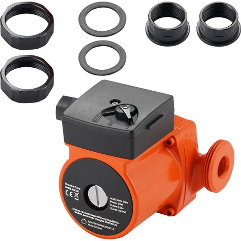 LPS25-6S/130 Pompe de circulation en fonte, 1/8 CV, 220-240V, 55 L/min, raccord fileté, 3 vitesses, silencieuse, pour chauffage domestique (1/5)